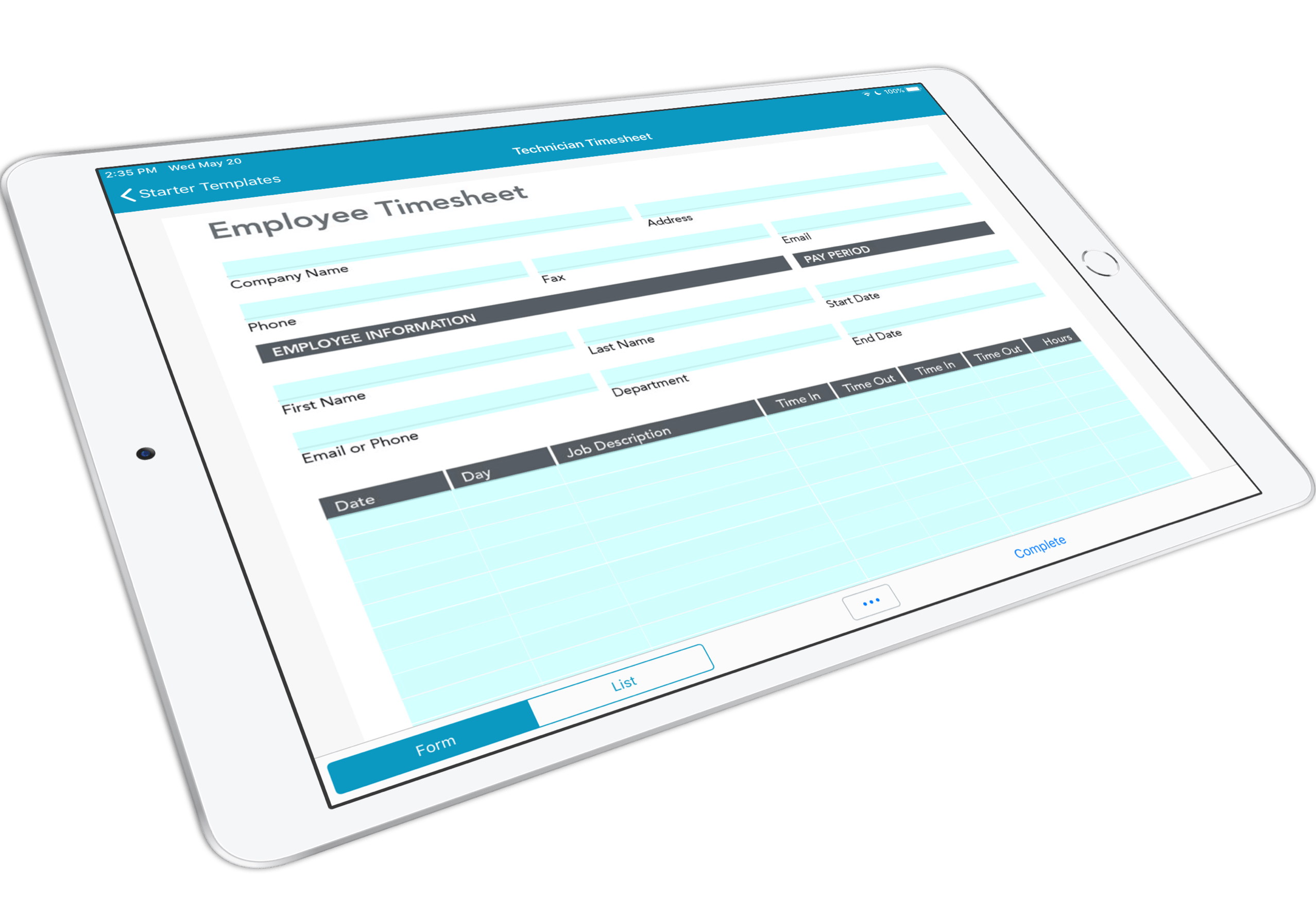 Mobile form in use on iPad Tablet